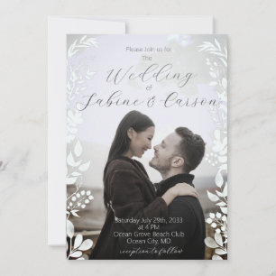 Invitation Décontracté moderne photo Floral Mariage superposi