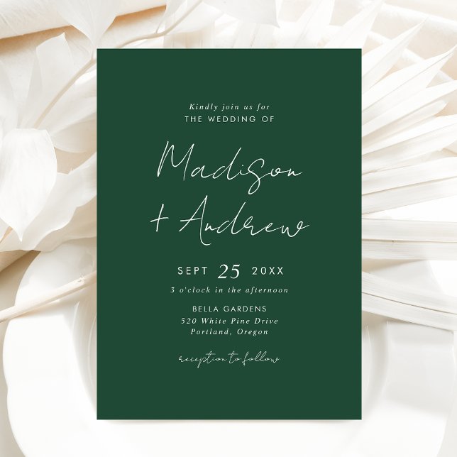 Invitation Décontracté moderne Script Mariage vert (Créateur téléchargé)