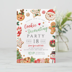 Invitation Décoration de biscuits de Noël Party pain d'épice