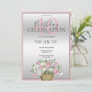 Invitation Décoration de bouquet rose classique Anniversaire