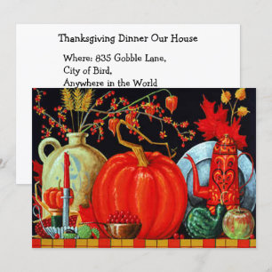 Invitation Décoration de citrouille de peinture antique festi