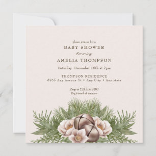 Invitation Décoration de Noël hivernale Baby Shower Bohème