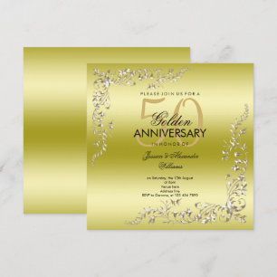 Invitation Décoration d'or 50e anniversaire de Mariage