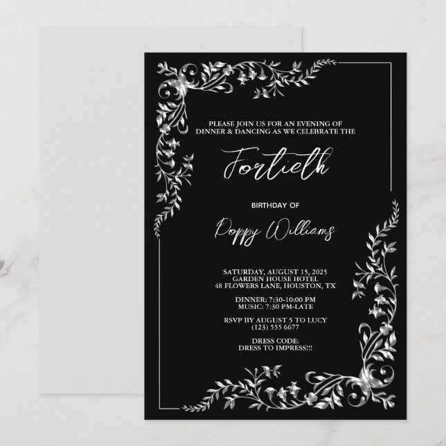 Invitation Décoration élégante et élégante (Devant / Derrière)