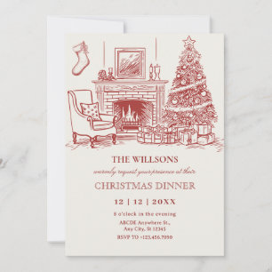 Invitation Décoration intérieure de Noël minimaliste vintage