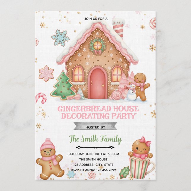 Invitation décoration maison en pain d'épices thèm (Devant)