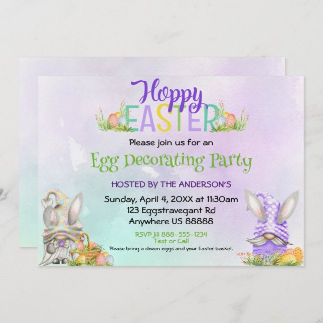 Invitation Décoration Oeuf de Pâques (Devant / Derrière)