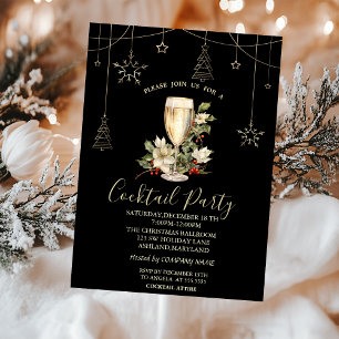 Invitation Décorations de Noël Champagne Fête de Noël