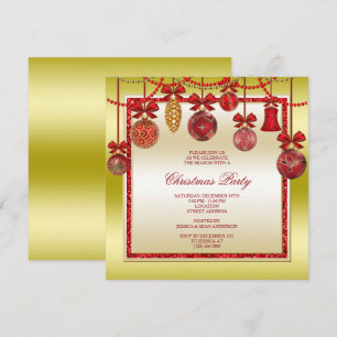 Invitation Décorations délicates Fête de Noël Rouge & Or