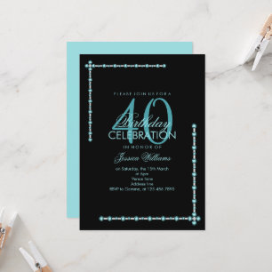 Invitation Décorations élégantes Aqua Gem Anniversaire