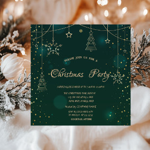 Invitation Décorations Flocons de Neige Dorés Noël d'Entrepri