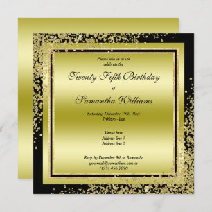 Invitation Décorations Glitzy Gold Confetti 25e anniversaire