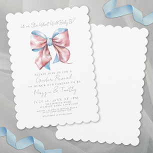Invitation Découverte du sexe avec un nœud rose et bleu