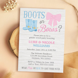 Invitation Découverte du sexe Bottes ou Rubans  Baptême rusti