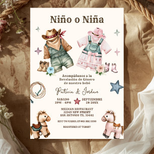 Invitation Découverte du sexe de l'enfant Cowboy Niño ou Niña