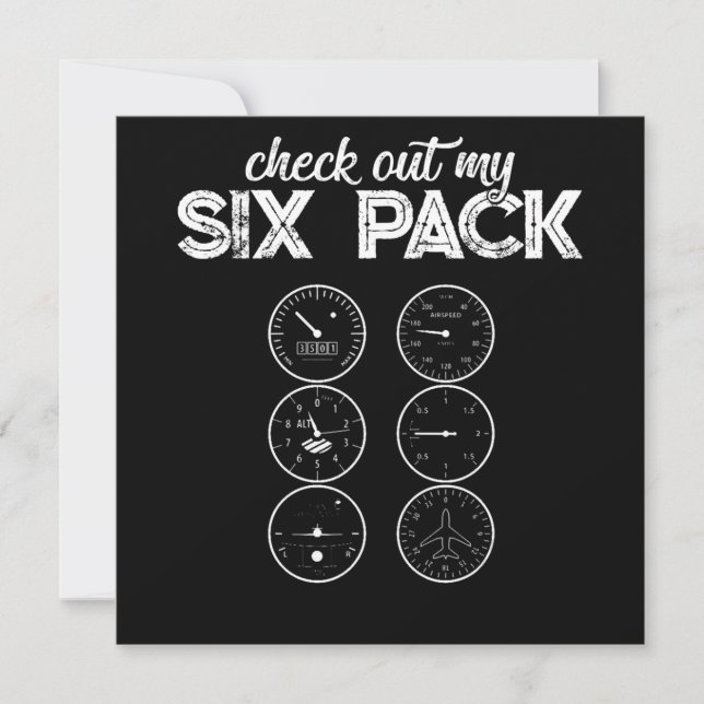 Invitation Découvrez Mon Six Pack Pilote Aviation Drôle Gym (Devant)