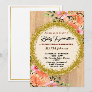 Invitation Dédicace de bébé floral aquarelle papillon féminin