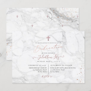Invitation Dédication en or Rose de marbre PixDezines