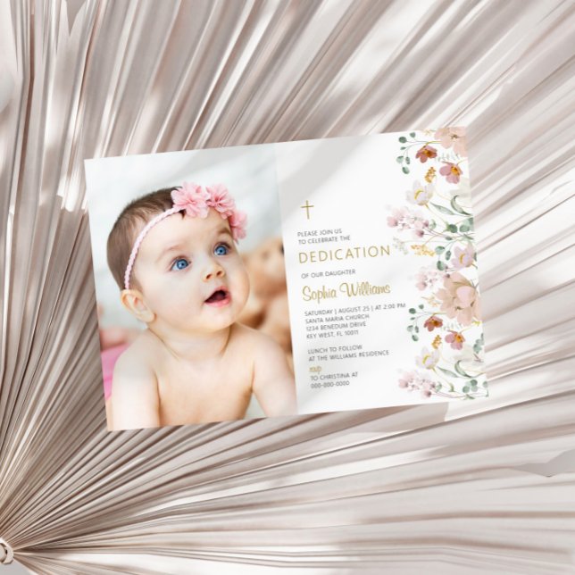 Invitation Dédication fleur sauvage de fille photo (Créateur téléchargé)