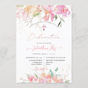 Invitation Dédication PixDezines Aquarelle Blush Sweet Peas