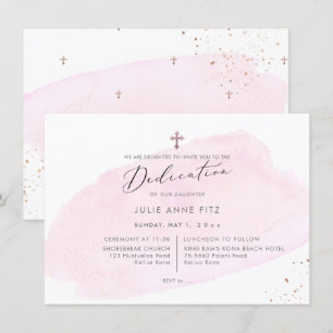 Invitation Dédication PixDezines Pink Watercolor