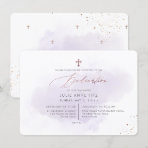 Invitation Dédication PixDezines Purple Aquarelle