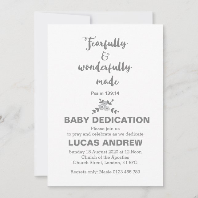 Invitation Dédication pour bébé avec une grande peur et merve (Devant)