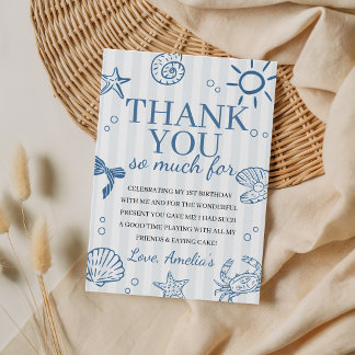 Invitation Deep Blue Sea Watercolor Thank You Card