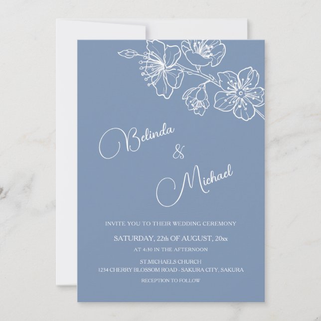Invitation Deep Burgundy White Floral | Photo Wedding (Devant)