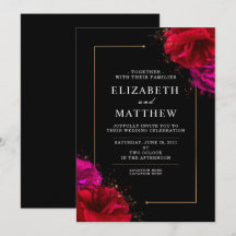 Deep Red and Pink Rose with Gold Ornate border Inv