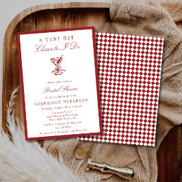 Invitation Deep Red Checkered Old Money Martini Bridal Shower
