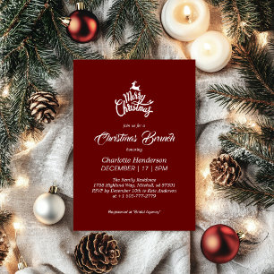 Invitation Deep Red Joyeux Noël Bridal Brunch