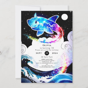 Invitation Deepsea Magic Simple Shark Anniversaire