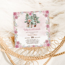 Invitation Deer Floral mignonne bébé fille douche