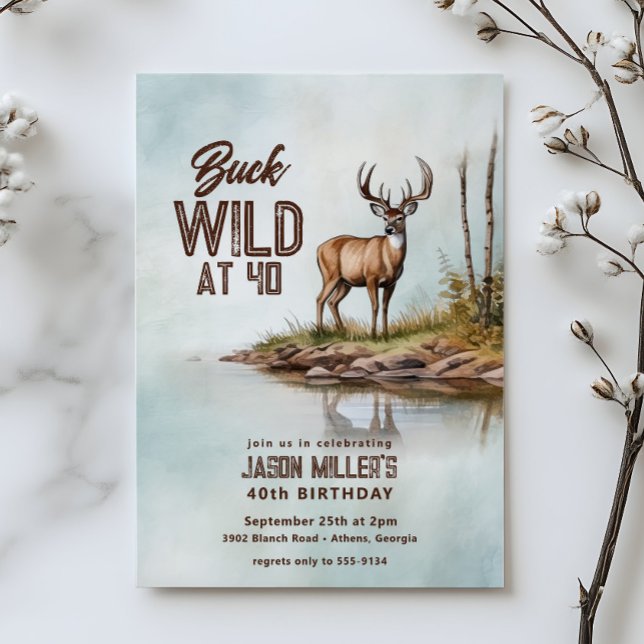 Invitation Deer Hunting Buck Wild 40th Birthday Party (Créateur téléchargé)