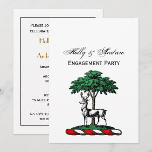 Invitation Deer Stag par arbre Heraldic Crest Emblem
