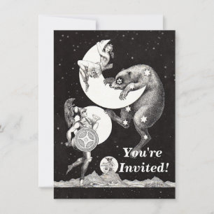 Invitation Déesse lunaire céleste antique et ours Major