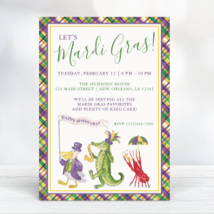 Invitation Défilé d'animaux Mardi Gras à l'aquarelle Fête