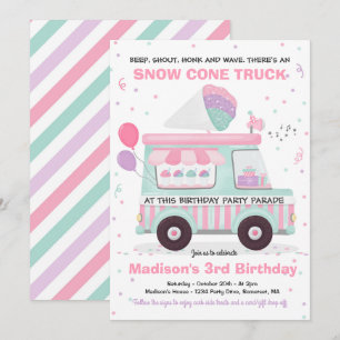 Invitation Défilé d'anniversaire de cône de neige Drive By