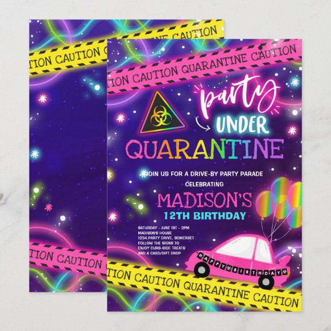 Invitation Défilé de fête d'anniversaire de la quarantaine (Devant / Derrière)