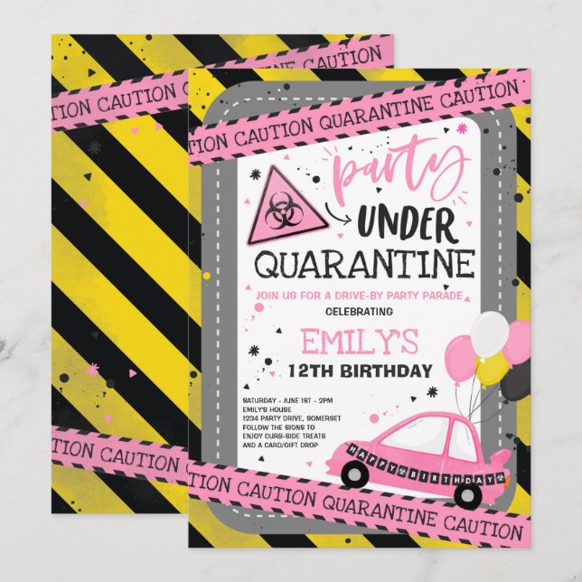 Invitation Défilé de fête d'anniversaire de la quarantaine (Devant / Derrière)