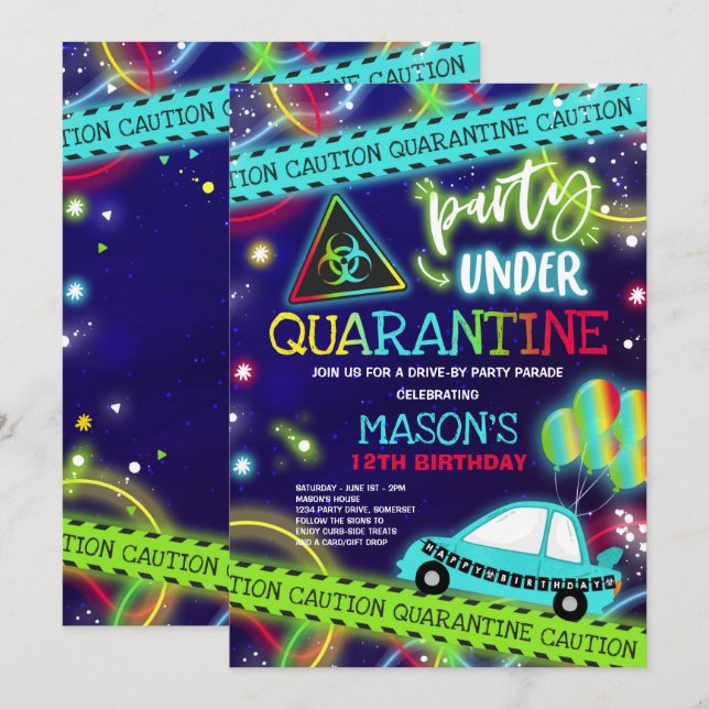 Invitation Défilé de la fête d'anniversaire en quarantaine (Devant / Derrière)