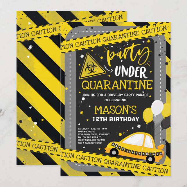 Invitation Défilé de la fête d'anniversaire en quarantaine (Devant / Derrière)
