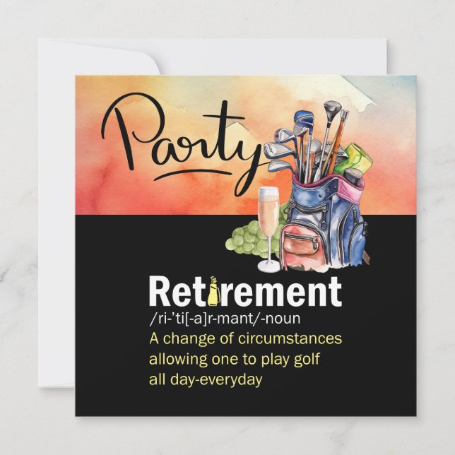 Invitation Définition de la retraite de golf pour golfeur (Devant)