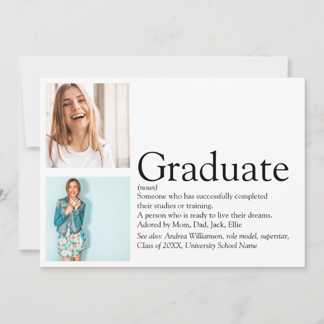 Invitation Définition Du Diplôme 2 Photo Noir Et Blanc (Devant)