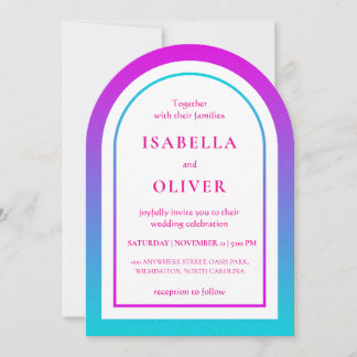 Invitation Dégradé cyan et magenta élégant de mariage