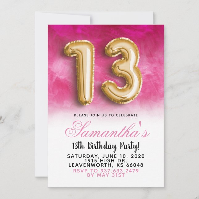 Invitation dégradée pour 13e anniversaire (Devant)