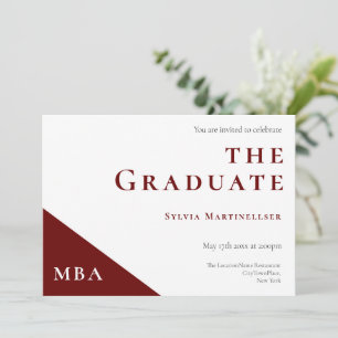 Invitation Degré Burgundy White MBA Graduation Party