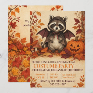 Invitation Déguisement Chauve-Souris Raton Laveur Fête d'anni