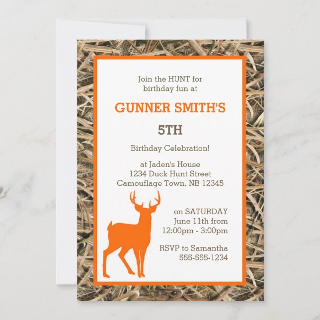 Invitation Déguisement de camouflage de canard / Fête d'anniv (Devant)